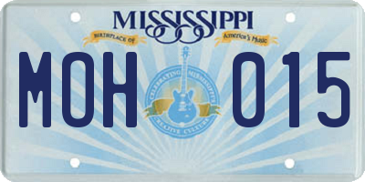 MS license plate MOH015