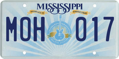 MS license plate MOH017