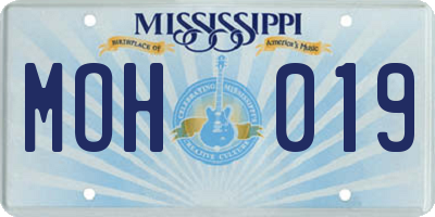 MS license plate MOH019