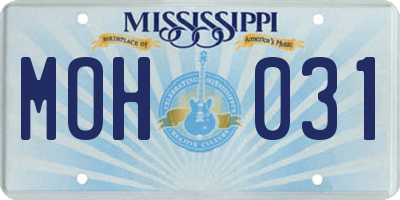 MS license plate MOH031