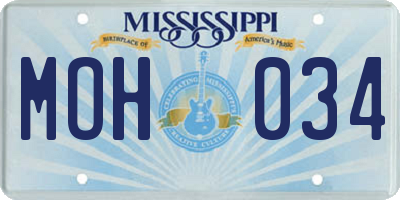 MS license plate MOH034