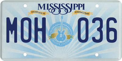 MS license plate MOH036