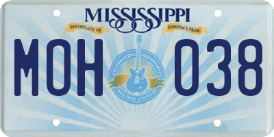 MS license plate MOH038