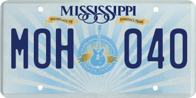 MS license plate MOH040
