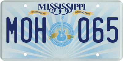 MS license plate MOH065