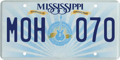 MS license plate MOH070