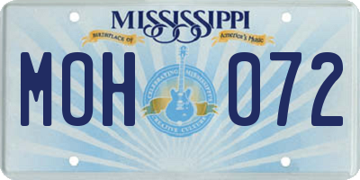 MS license plate MOH072