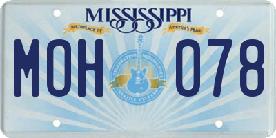 MS license plate MOH078