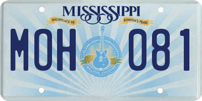 MS license plate MOH081
