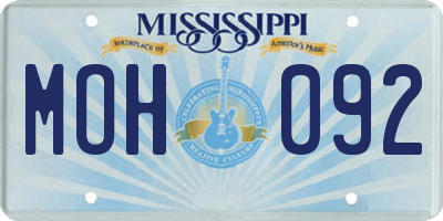 MS license plate MOH092