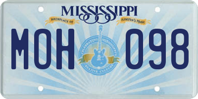 MS license plate MOH098