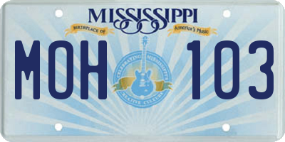 MS license plate MOH103