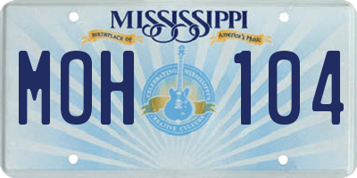 MS license plate MOH104