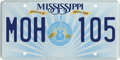 MS license plate MOH105