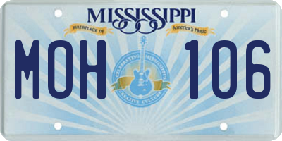 MS license plate MOH106