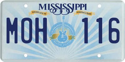 MS license plate MOH116
