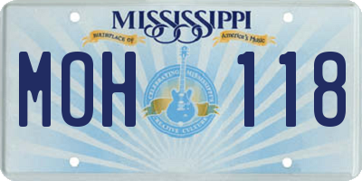 MS license plate MOH118