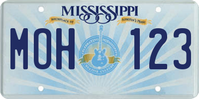 MS license plate MOH123