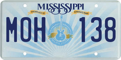 MS license plate MOH138