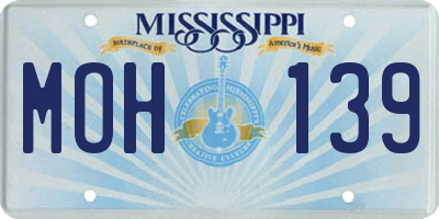 MS license plate MOH139