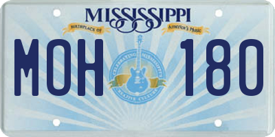 MS license plate MOH180