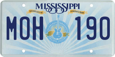 MS license plate MOH190