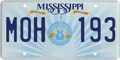 MS license plate MOH193