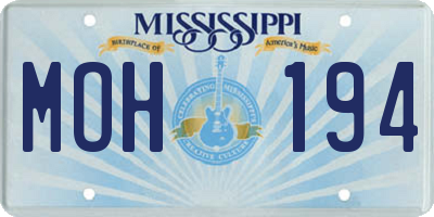 MS license plate MOH194