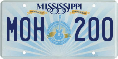 MS license plate MOH200