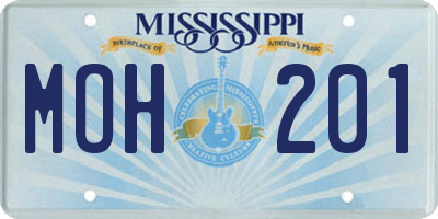MS license plate MOH201