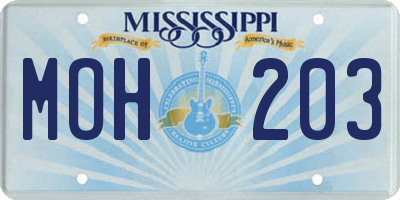 MS license plate MOH203