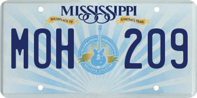 MS license plate MOH209