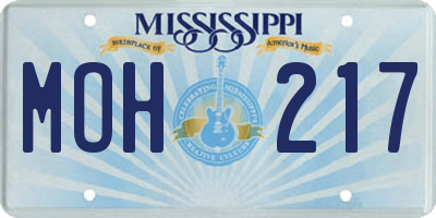 MS license plate MOH217