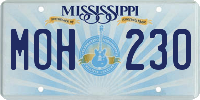 MS license plate MOH230