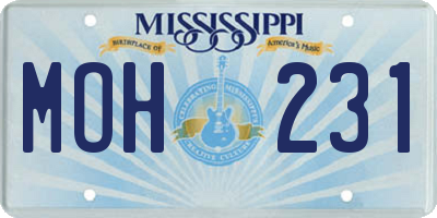 MS license plate MOH231