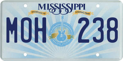 MS license plate MOH238