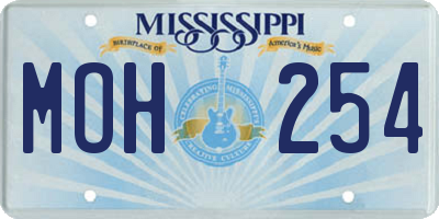 MS license plate MOH254