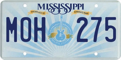 MS license plate MOH275