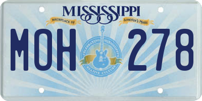 MS license plate MOH278