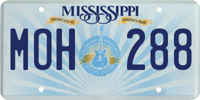 MS license plate MOH288