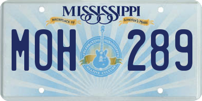 MS license plate MOH289
