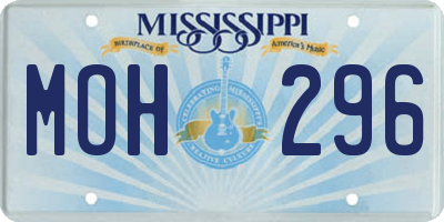 MS license plate MOH296