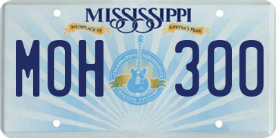 MS license plate MOH300