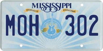 MS license plate MOH302