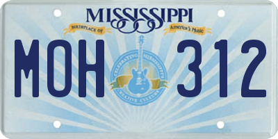 MS license plate MOH312