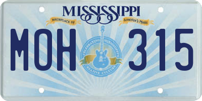 MS license plate MOH315
