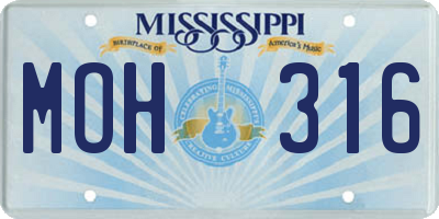 MS license plate MOH316