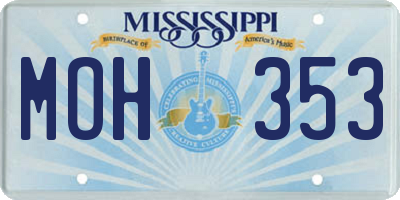 MS license plate MOH353