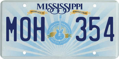 MS license plate MOH354