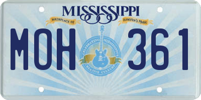 MS license plate MOH361